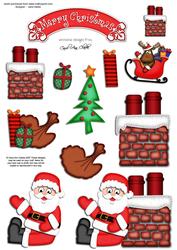 Xmas Rooftop Santa 3D Decoupage Sheet