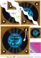 75th Birthday Record Wavy Corner Side Stacker Topper