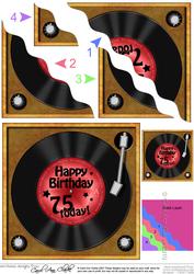 75th Birthday Record Wavy Corner Side Stacker Topper
