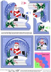 Xmas Skating Santa Snowglobe Shell Edged Corner Stacker