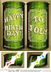 8 x 8 Birthday Beer Cans Scalloped Corner Topper