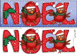 Large Dl Xmas Noel with Robins Quick Card with 3D Decoupage