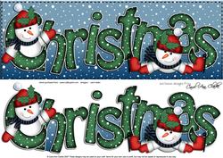 Large Dl Xmas Christmas with Snowman Quick Card 3D Decoupage