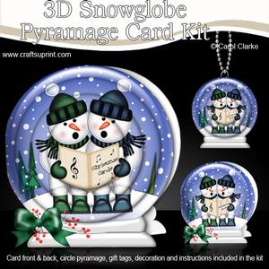 3D Xmas Singing Snowmen Snowglobe Circle Pyramage Card Kit