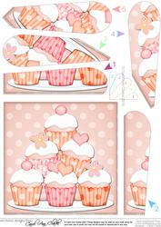 Cupcakes Felties Fan Pyramage Topper
