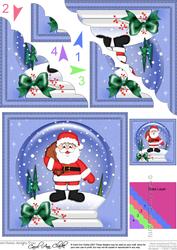 Xmas Santa Snowglobe Scallop Corner Side Stacker