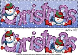 Large Dl Xmas Christmas with Snowman Quick Card 3D Decoupage