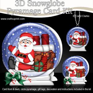 3D Xmas Rooftop Santa Snowglobe Circle Pyramage Card Kit