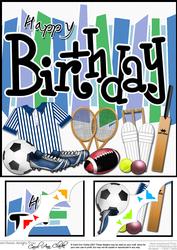 8 x 8 Birthday Sports and Games Scalloped Corner Topper