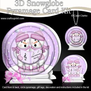 3D Xmas Singing Snowmen Snowglobe Circle Pyramage Card