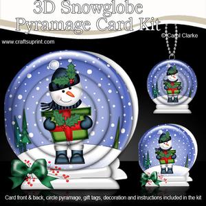 3D Xmas Snowman Snowglobe Circle Pyramage Card Kit