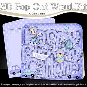 3D Happy Birthday Callum Pop Out Word Card Kit