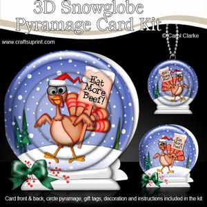 3D Xmas Percy Turkey Snowglobe Circle Pyramage Card