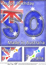 8 x 8 Flying the Flag Aus 50th Birthday Scalloped Topper