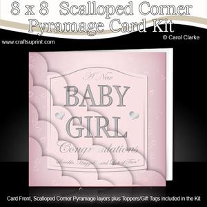 8 x 8 Baby Girl Pink Champers Scalloped Corner Kit