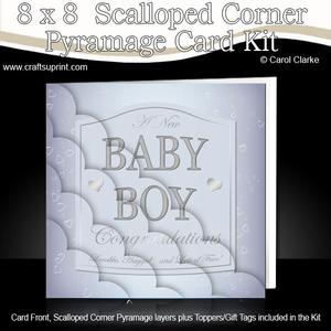 8 x 8 Baby Boy Champers Scalloped Corner Kit