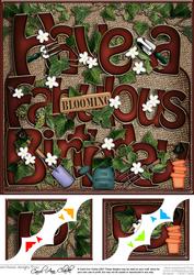 8 x 8 Happy Birthday Gardening Scalloped Corner Topper