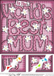 8 x 8 World's Best Mum Scalloped Corner Topper