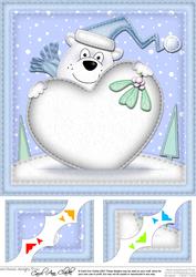8 x 8 Ben Polar Bear Xmas Love Scalloped Corner Topper
