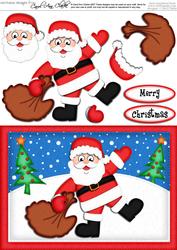 A5 Xmas Santa's Sack Quick Card N 3D Decoupage