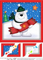 8 x 8 Xmas Ben Polar Bear's Cracker Scalloped Corner Topper