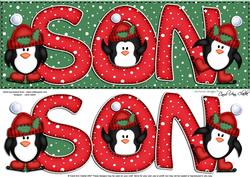 Large Dl Xmas Son with Penguins Quick Card N Decoupage