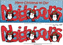 Large Dl Xmas Neighbours with Penguins Quick Card Decoupage
