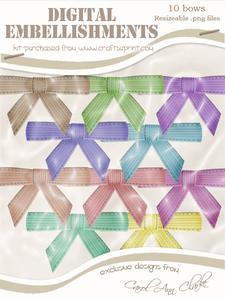 Shabby Summertime Twill Bow Digital Embellishments