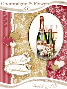 Champagne & Flowers Kit with Step by Step Decoupage