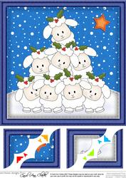 8 x 8 Xmas Cute Lambs Scalloped Corner Topper