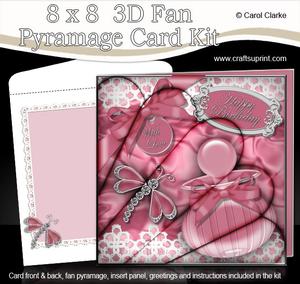 8 x 8 Perfume Lace & Dragonflies Fan Pyramage Kit