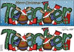 Large Dl Xmas Teacher with Rudolph Quick Card N Decoupage