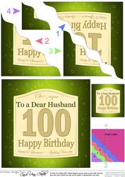 100th Birthday Husband Champagne Label Wavy Corner Stacker