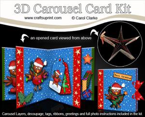 3D Christmas Robins Carousel Card Kit