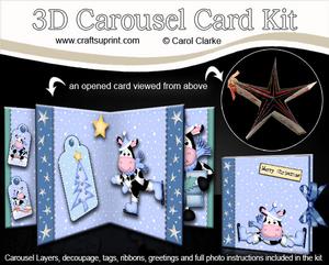 3D Christmas Milly Moo Cow Carousel Card Kit