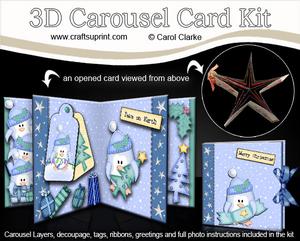 3D Christmas Penguins Carousel Card Kit