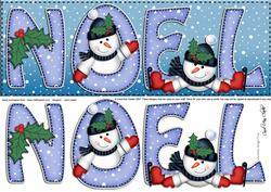 Large Dl Xmas Noel with Snowmen Quick Card with 3D Decoupage