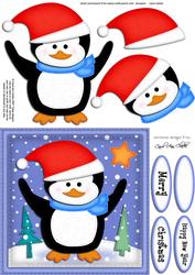 Xmas Cute Penguin Quick Card N 3D Decoupage
