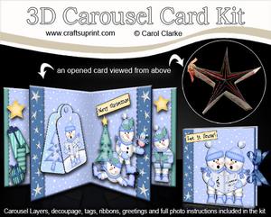 3D Christmas Snowmen Carousel Card Kit