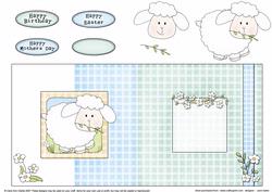 Sweet Little Lamb Fold Back Card with Decoupage