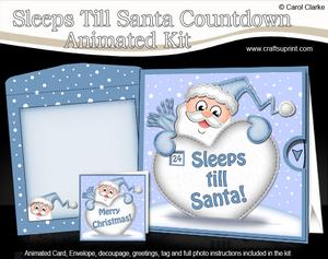 3D Xmas Santa Sleeps Till Santa Countdown Moveable Card Kit