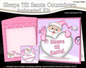 3D Xmas Santa Sleeps Till Santa Countdown Moveable Card Kit