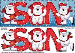 Large Dl Xmas Son with Polar Bears Quick Card N Decoupage