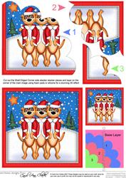 Xmas Meerkats Shell Edged Corner Side Stacker