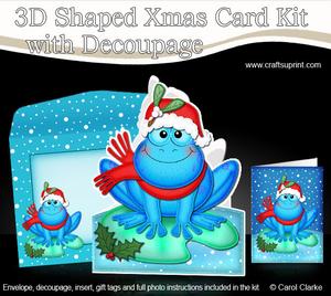 Xmas Freddy Frog Shaped Card with Decoupage