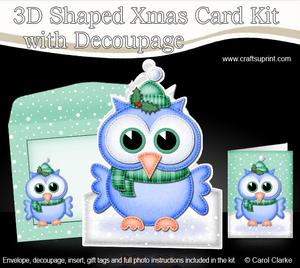 Xmas Little Hoot Shaped Card with Decoupage