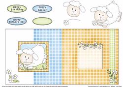 Little Leaping Lamb Fold Back Card with Decoupage