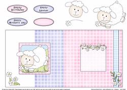 Little Leaping Lamb Fold Back Card with Decoupage