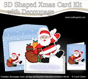 Xmas Santa's Sack N Presents Shaped Card with Decoupage