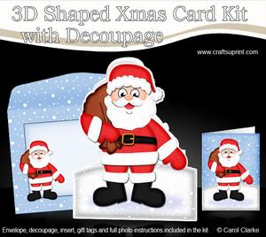 3D Xmas Santa's Sack Shaped Card with Decoupage